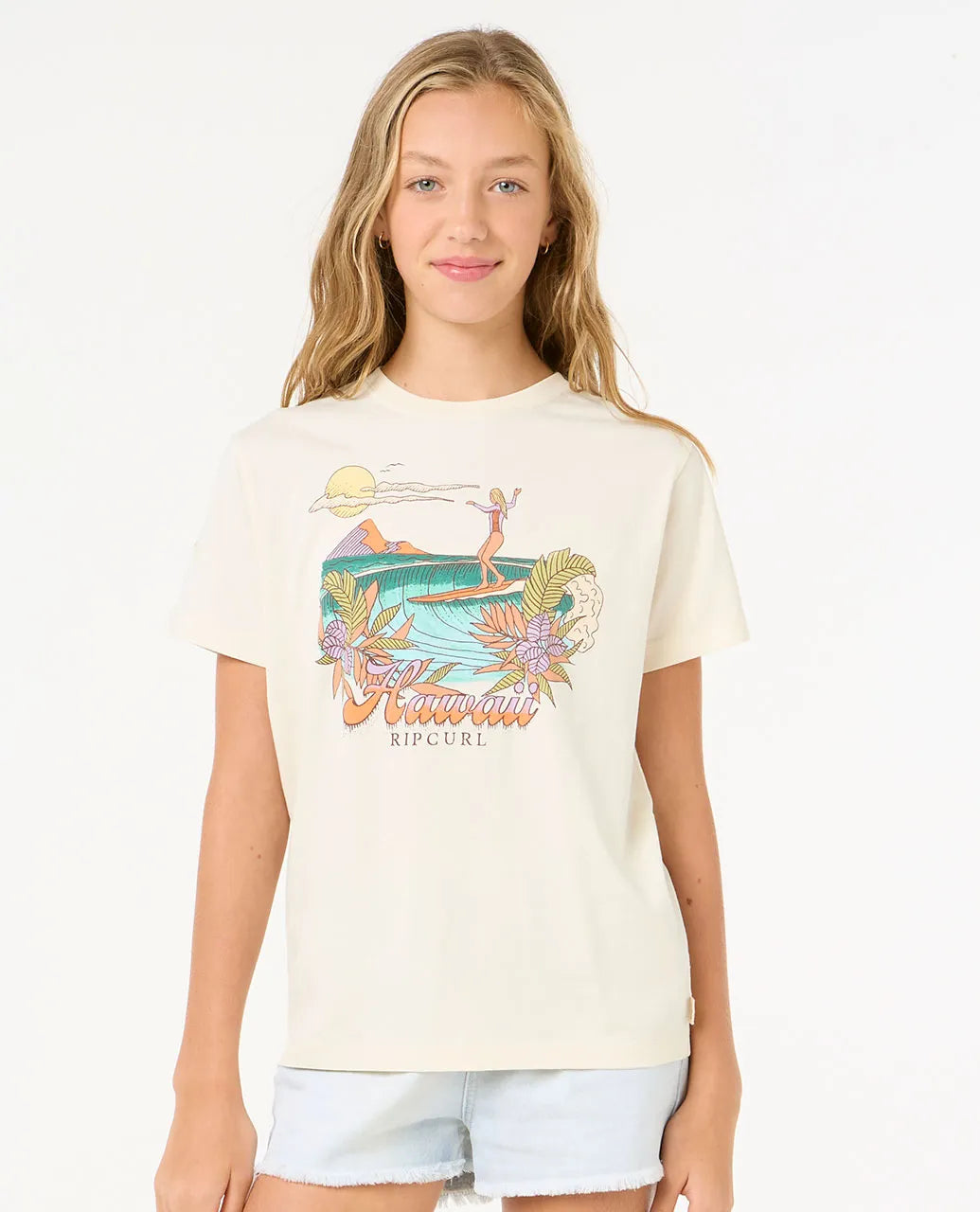 RIP CURL GLIDING STANDARD YOUTH GIRLS TEE - HAWAII BONE