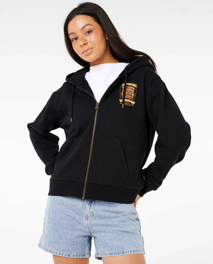 RIP CURL EDDIE WOULD GO ZIP THRU WOMENS FLEECE - BLACK