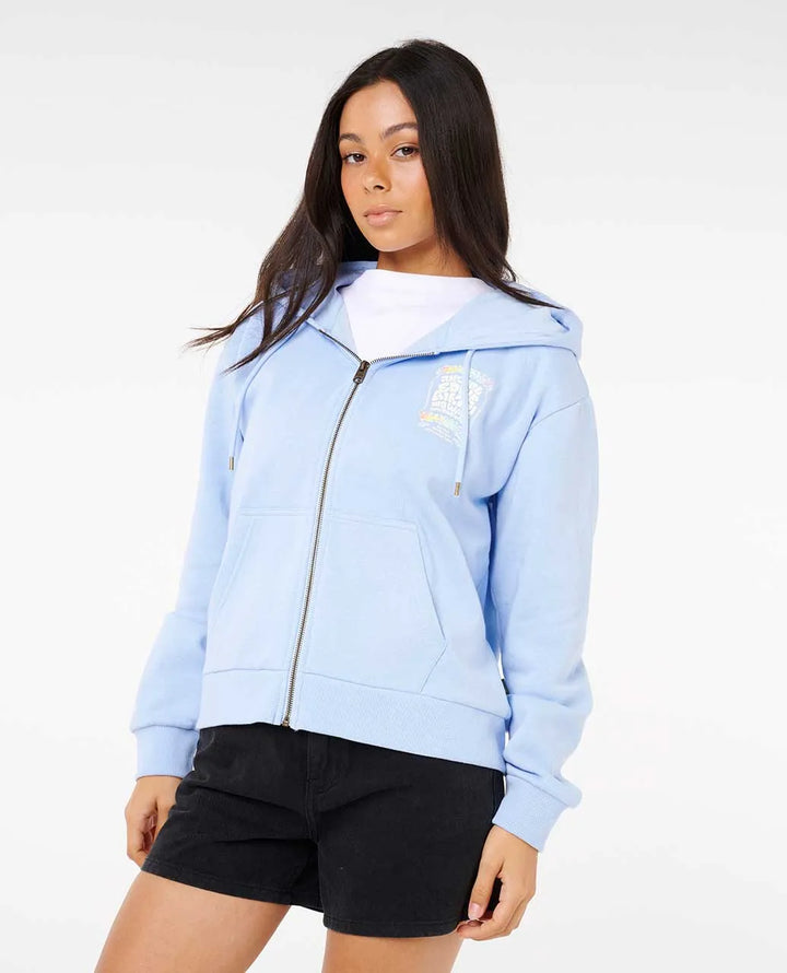 RIP CURL EDDIE WOULD GO ZIP THRU WOMENS FLEECE - BLUE WIND