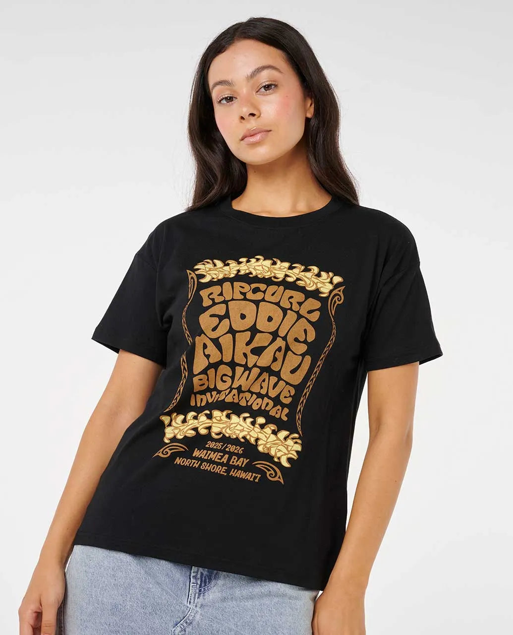 RIP CURL EDDIE WOULD GO LEI LEI RELAXED WOMENS TEE - BLACK