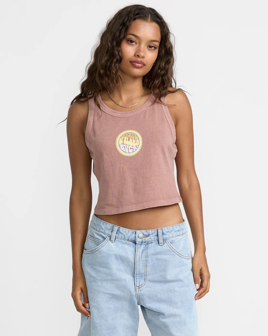 RVCA ALOHA FLOW WOMENS TANK TOP - ACID BROWN