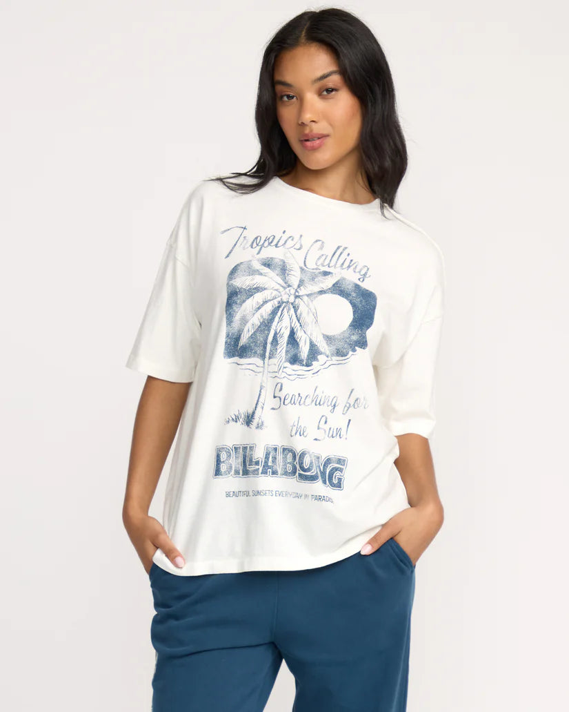BILLABONG THIS SUNNY TIME WOMENS TEE - SALT CRYSTAL WHITE
