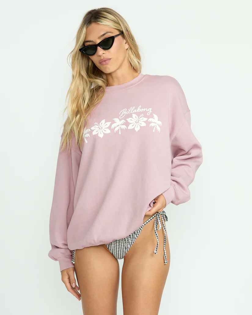BILLABONG RIDE IN WOMENS CREW FLEECE - LAVENDER (HZE)