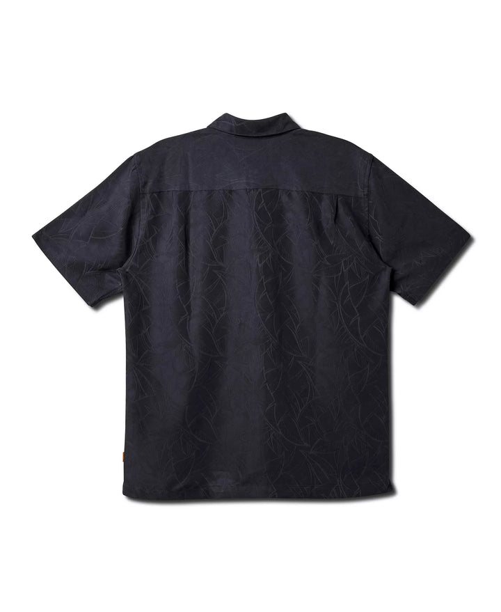 QUIKSILVER ISLAND JUNGLE WOVEN BUTTON DOWN SHIRT - BLACK (PHT)