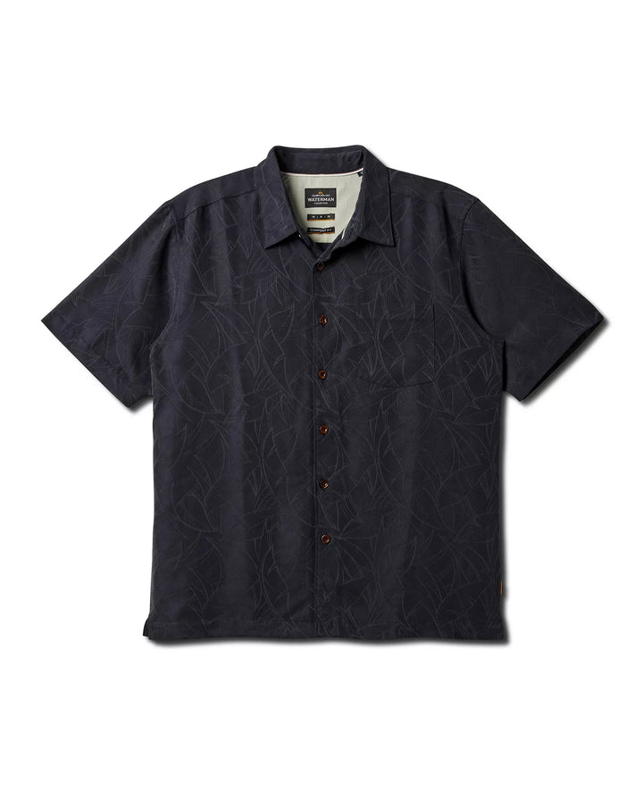 QUIKSILVER ISLAND JUNGLE WOVEN BUTTON DOWN SHIRT - BLACK (PHT)