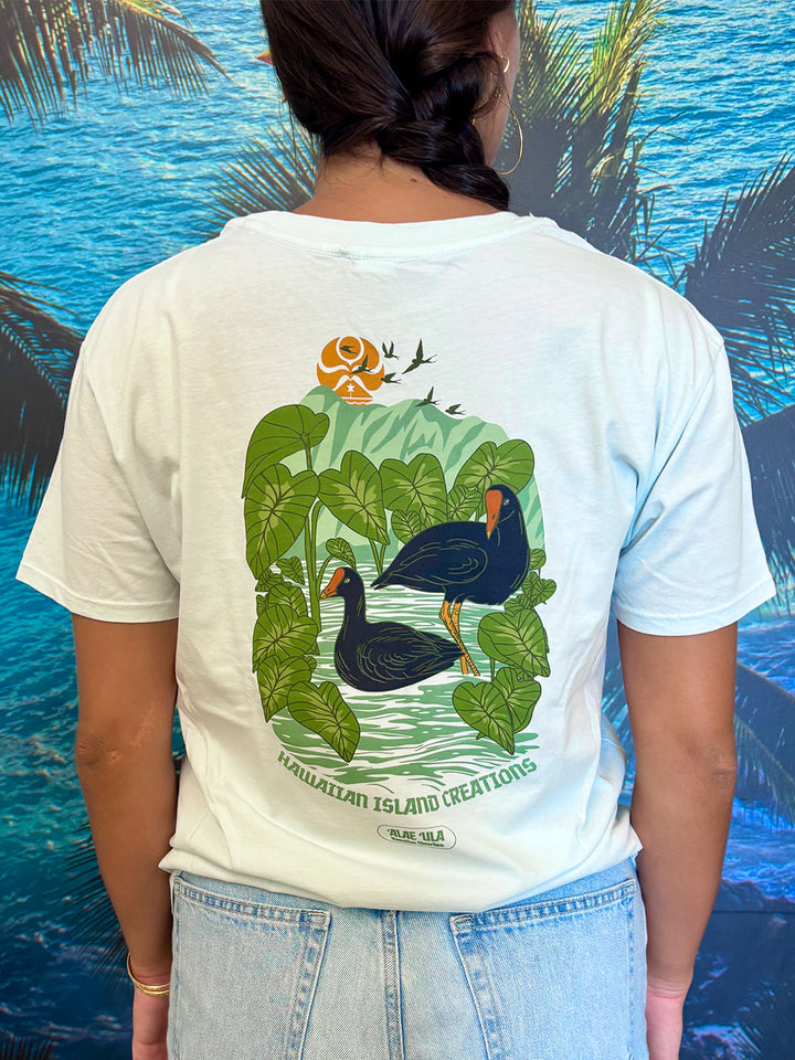 HIC ALAE ULA WETLANDS BOYFRIEND WOMENS TEE - CLEAR SKIES BLUE