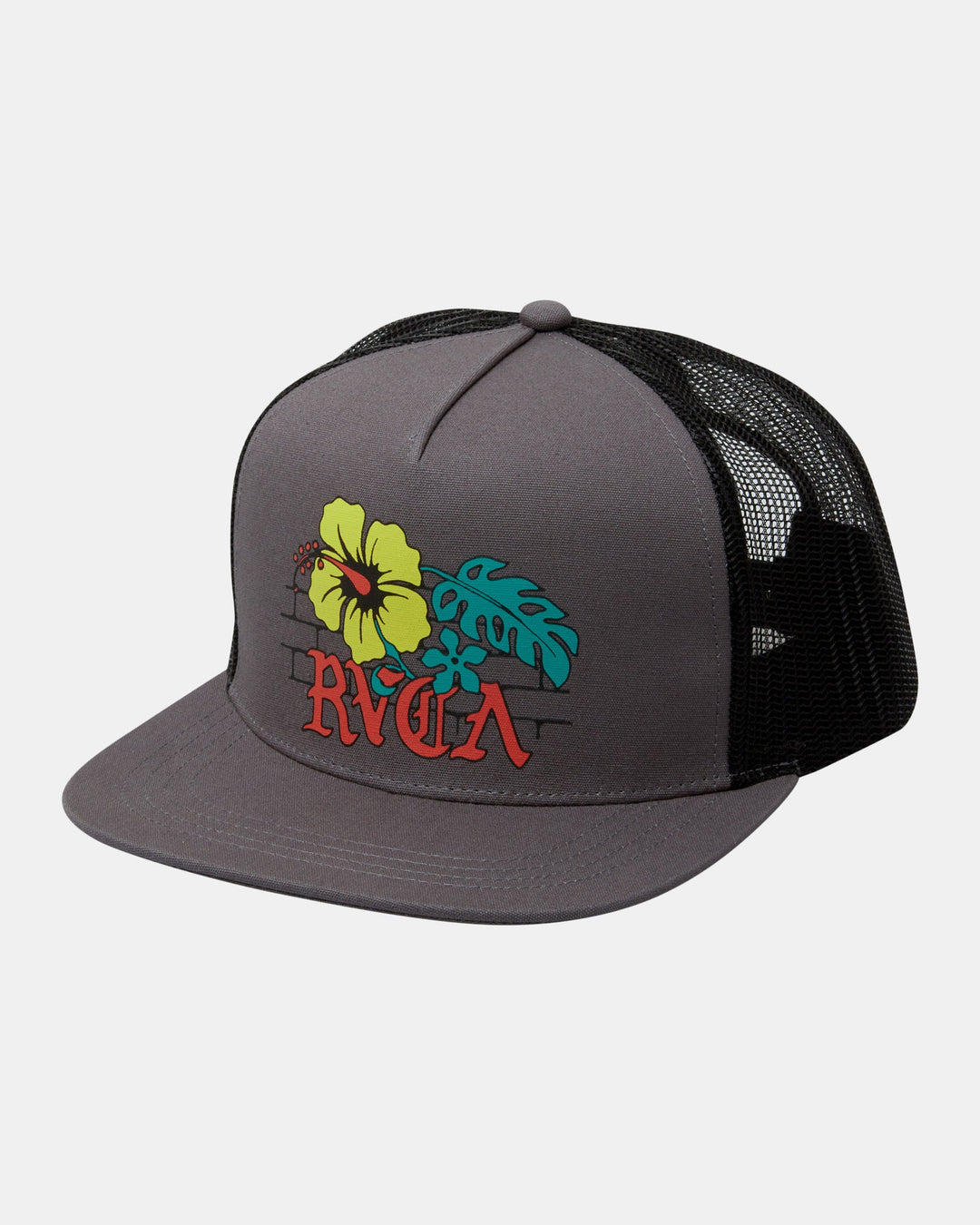 RVCA FLORAL PARK TRUCKER HAT- DARK GRAY