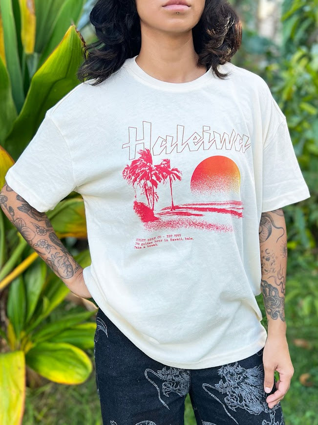 HURLEY OHANA HALEIWA WOMENS BF TEE - OFF WHITE – Hawaiian Island