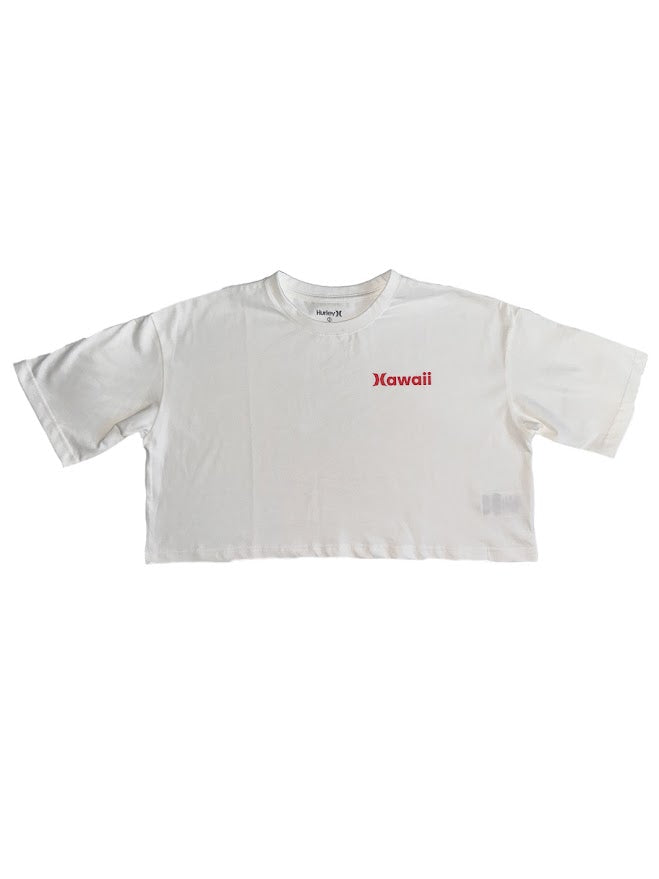 HURLEY HAWAII CROPPED WOMENS TEE - WHITE