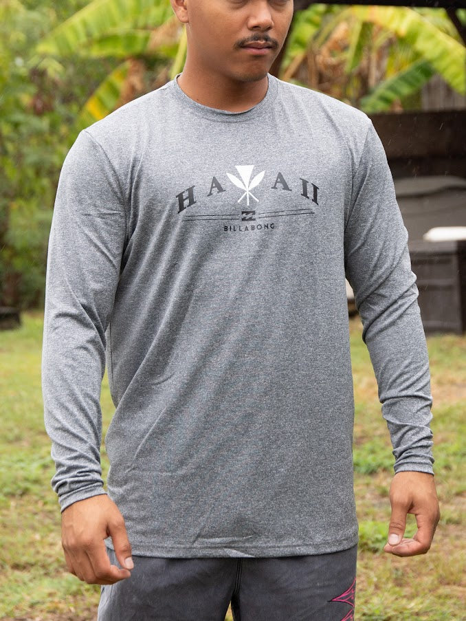 BILLABONG ANCESTRY LOOSE FIT LONG SLEEVE SURF SHIRT - GRAY HEATHER