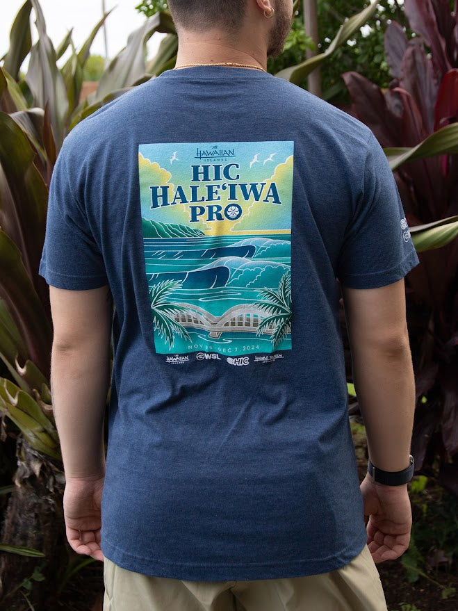 HIC HALEIWA PRO 2024 TEE HEATHER NAVY Hawaiian Island Creations