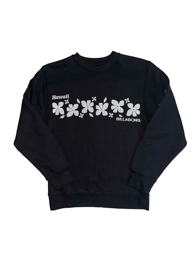 BILLABONG FLORAL PRESS HAWAII WOMENS CREW FLEECE - BLACK