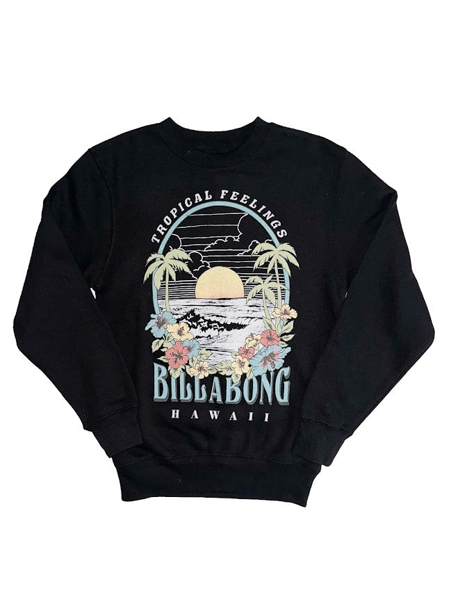 BILLABONG FARAWAY FEELINGS HAWAII WOMENS CREW FLEECE - BLACK