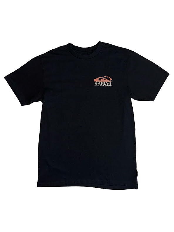 QUIKSILVER HAWAII ISLAND PRINT TEE - BLACK