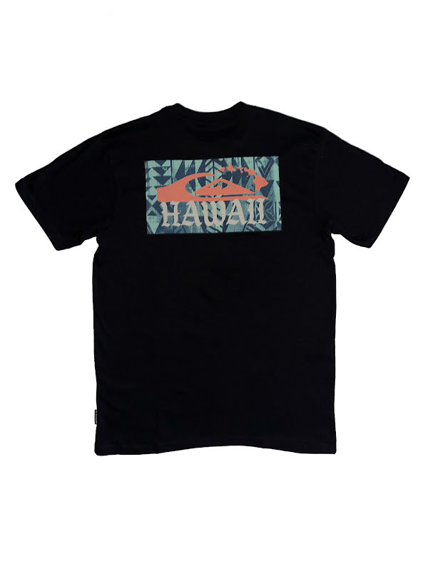 QUIKSILVER HAWAII ISLAND PRINT TEE - BLACK