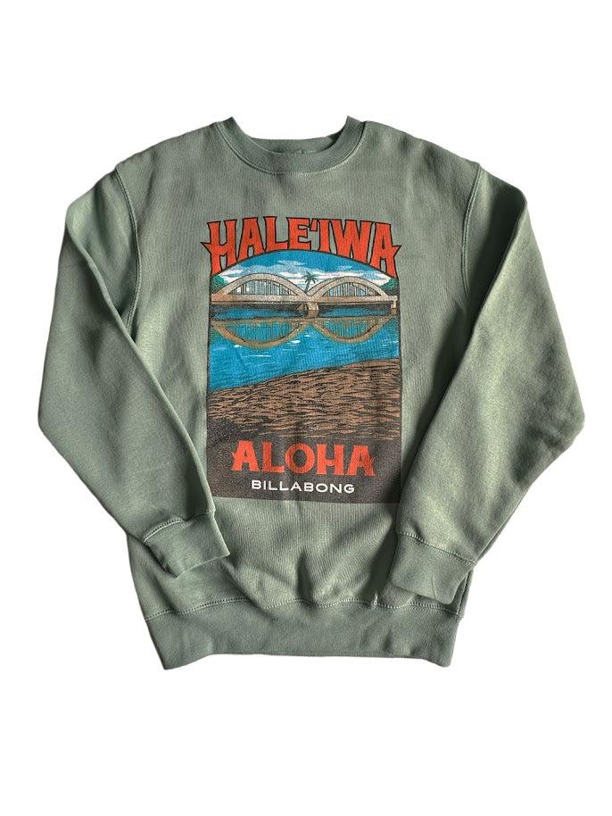 BILLABONG HALEIWA SCENIC POSTER WOMENS CREW FLEECE - GREEN