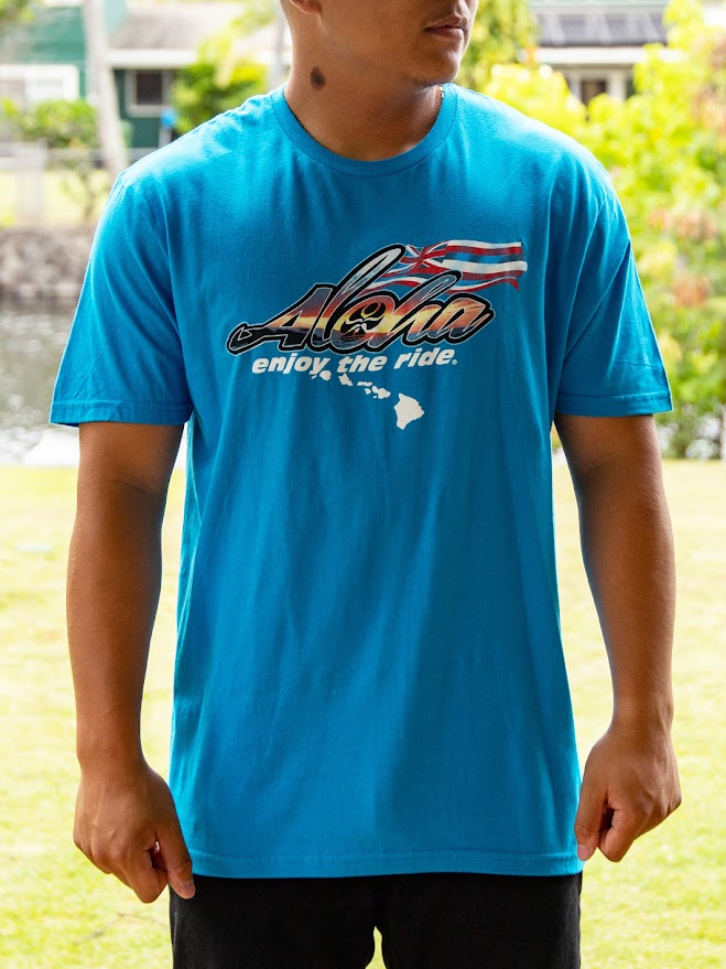 HIC ALOHA FLAG TEE - SAPHIRE