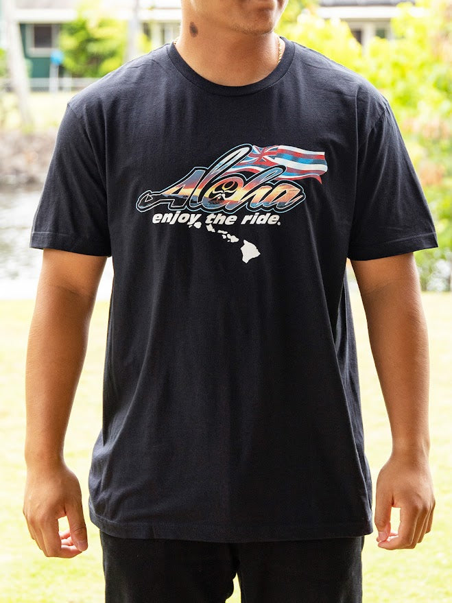 HIC ALOHA FLAG TEE - BLACK