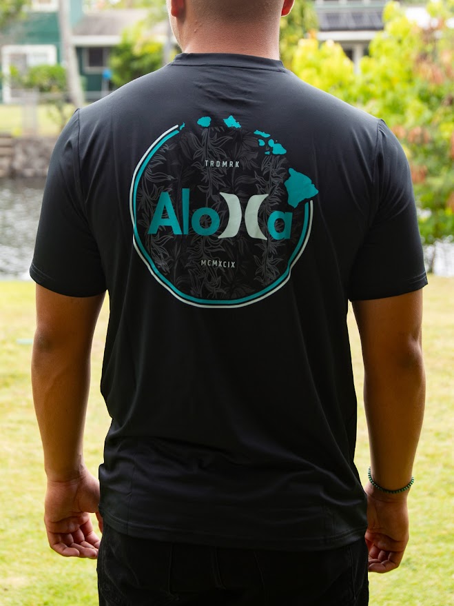 HURLEY CIRCLE ALOHA HYBRID SHORT SLEEVE LYCRA - BLACK