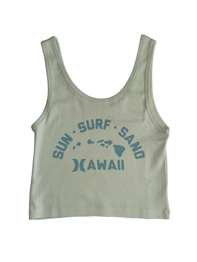 HURLEY SURF & SAND SCOOP CROP WOMENS TANK TOP - SPRAY BLUE