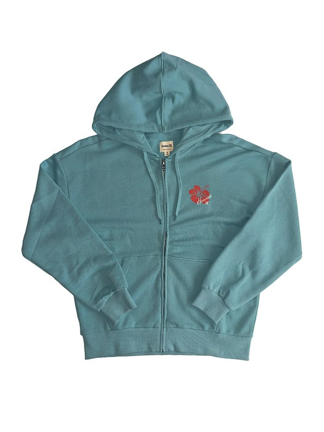HURLEY GIVING HAWAII ZIP WOMENS HOODIE - REEF WATERS BLUE