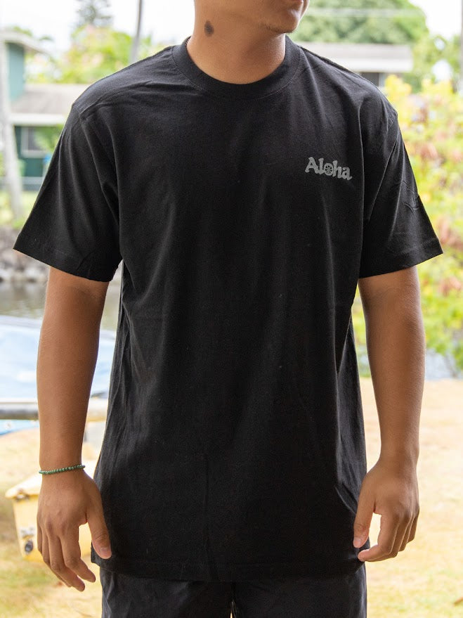 HIC ALOHA DIAMOND HEAD SUNRISE TEE - BLACK