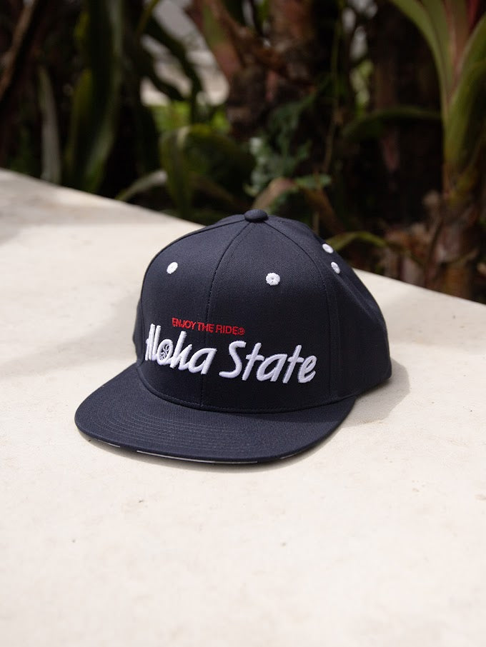 HIC STATE SCRIPT SNAPBACK HAT BLUE – Hawaiian Island Creations