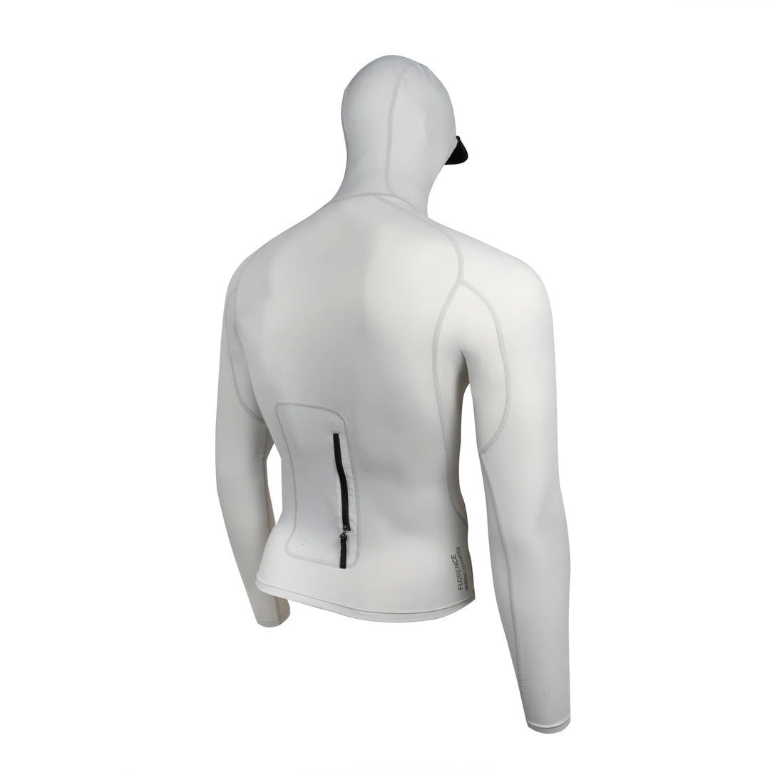 FLORENCE MARINE X UTILITY POCKET LONG SLEEVE HOODED RASHGUARD - SILVER