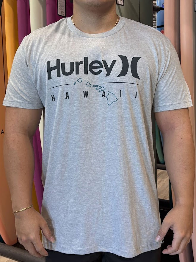 HURLEY HAWAII OUTLINE TEE - HEATHER GRAY (079)