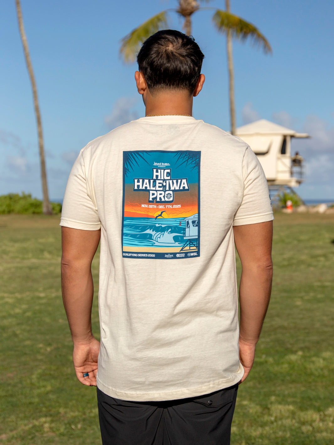 HIC HALEIWA PRO 2025 TEE - NATURAL – Hawaiian Island Creations