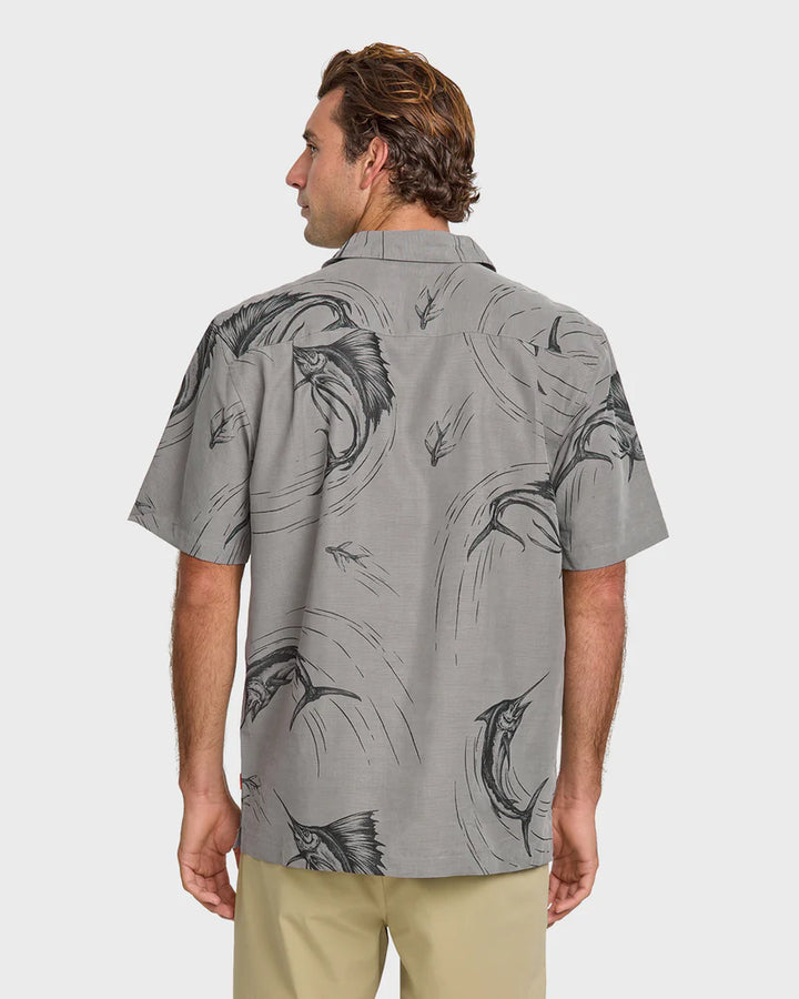 QUIKSILVER WATERMAN THE CHASE BUTTON DOWN WOVEN SHIRT - SMOKE PEARL