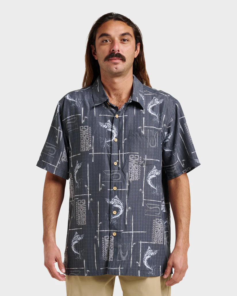 QUIKSILVER BIG DAYWOVEN BUTTON DOWN SHIRT - PHANTOM