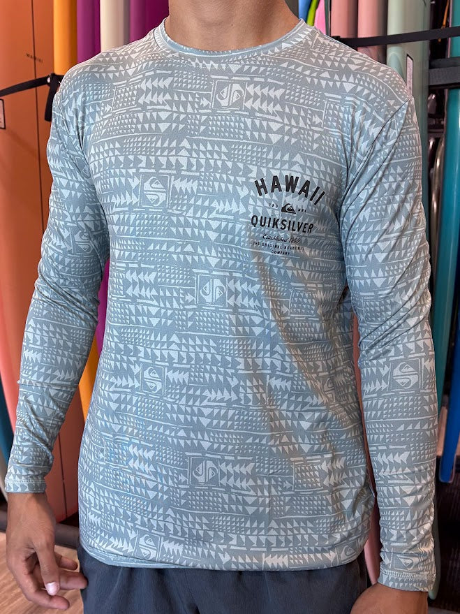 QUIKSILVER HI MULTIPLY LONG SLEEVE SURF SHIRT - GRAY