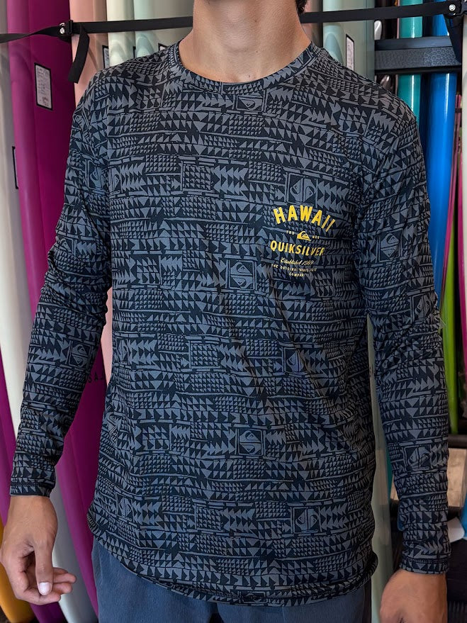 QUIKSILVER HI MULTIPLY LONG SLEEVE SURF SHIRT - BLACK