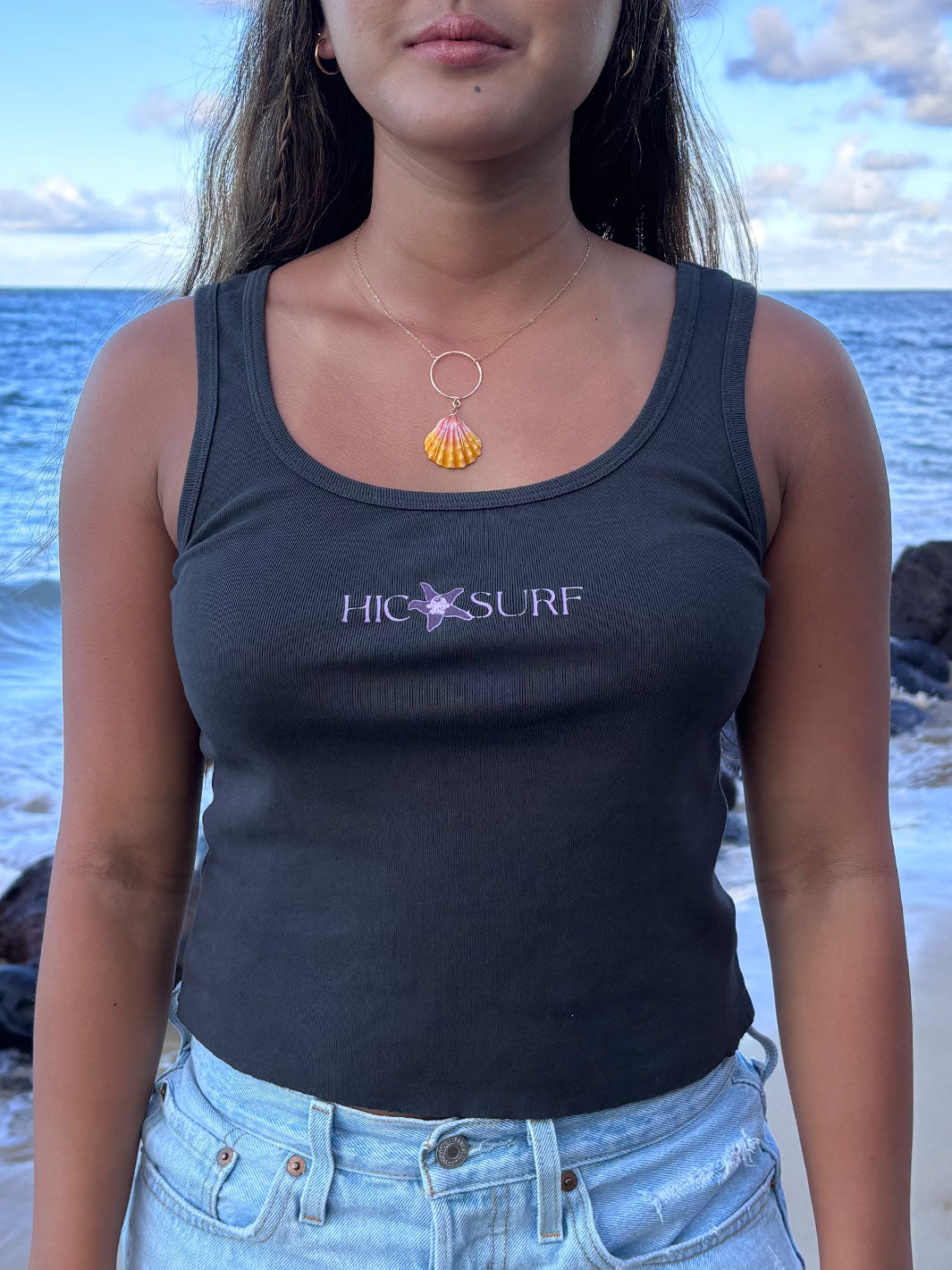 HIC PUA KALAUNU WOMENS TANK TOP - BLACK SAND