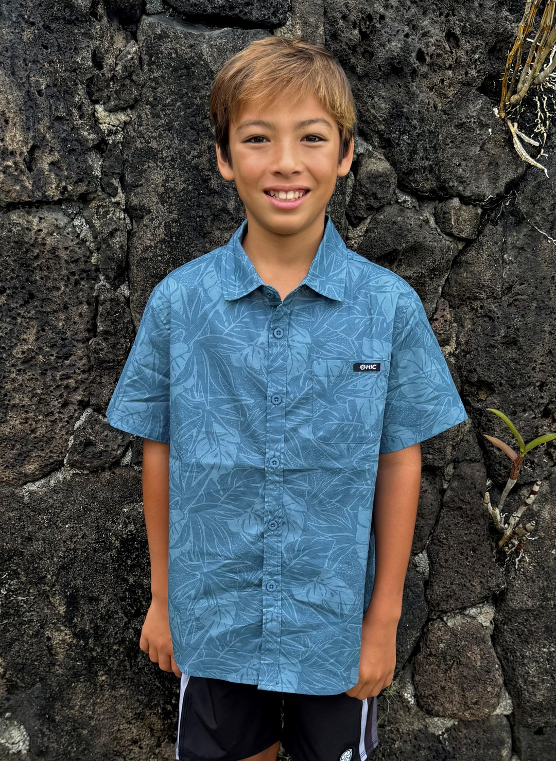 HIC KEWALO YOUTH BUTTON DOWN SHIRT - BLUE