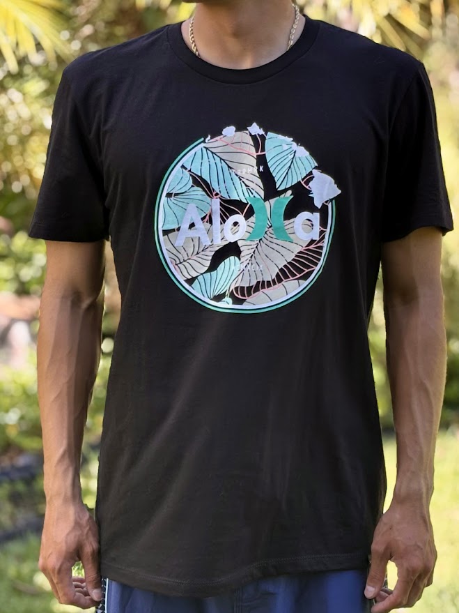 HURLEY CIRCLE ALOHA TEE - BLACK