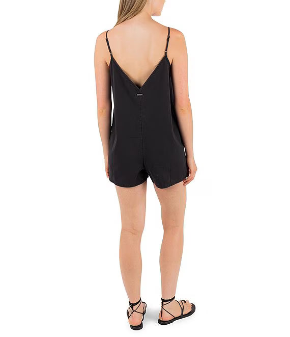HURLEY WAVY DAYS ROMPER - OFF BLACK