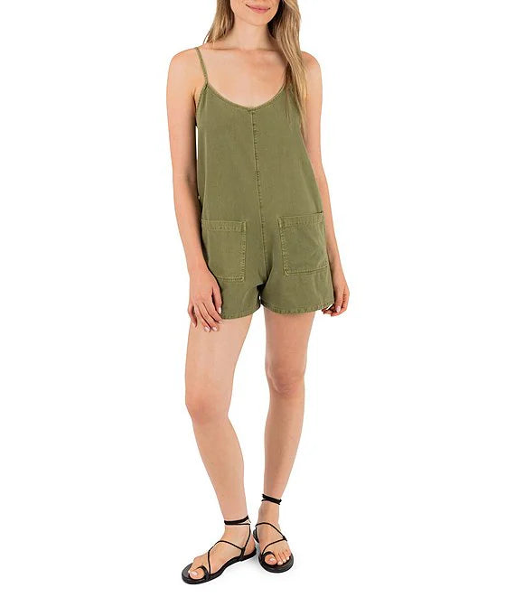 HURLEY WAVY DAYS ROMPER - VINTAGE MOSS