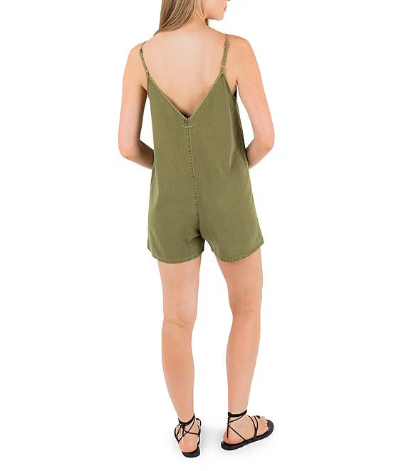 HURLEY WAVY DAYS ROMPER - VINTAGE MOSS