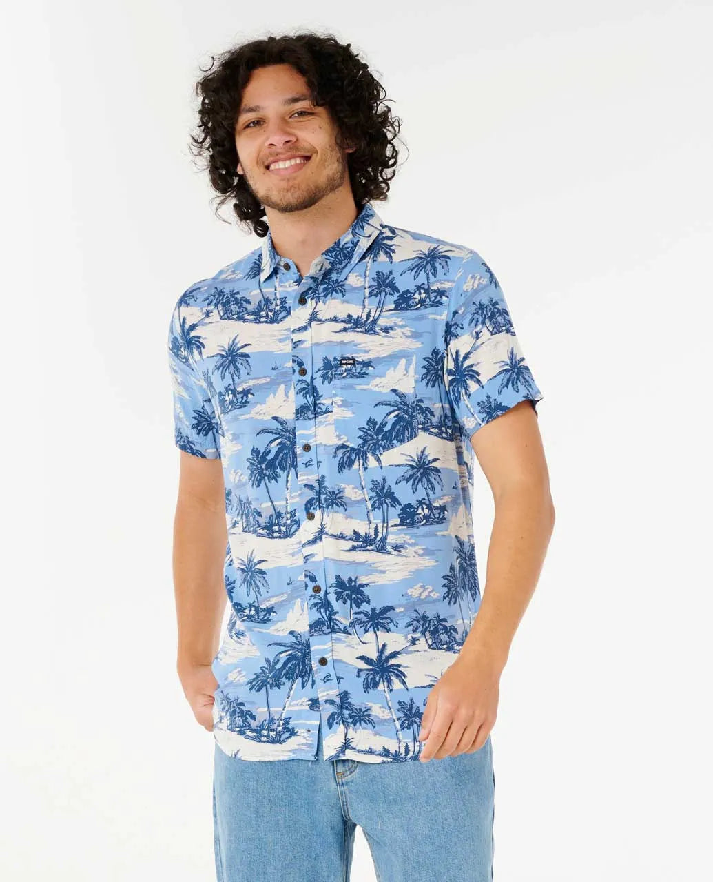 RIP CURL DREAMER BARREL KILLA BUTTON DOWN WOVEN SHIRT - SKY BLUE