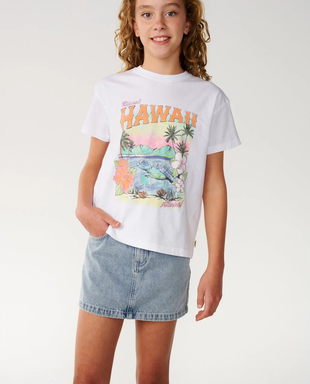RIP CURL TURTLE BAY RELAXED TEE GIRLS TEE - WHITE