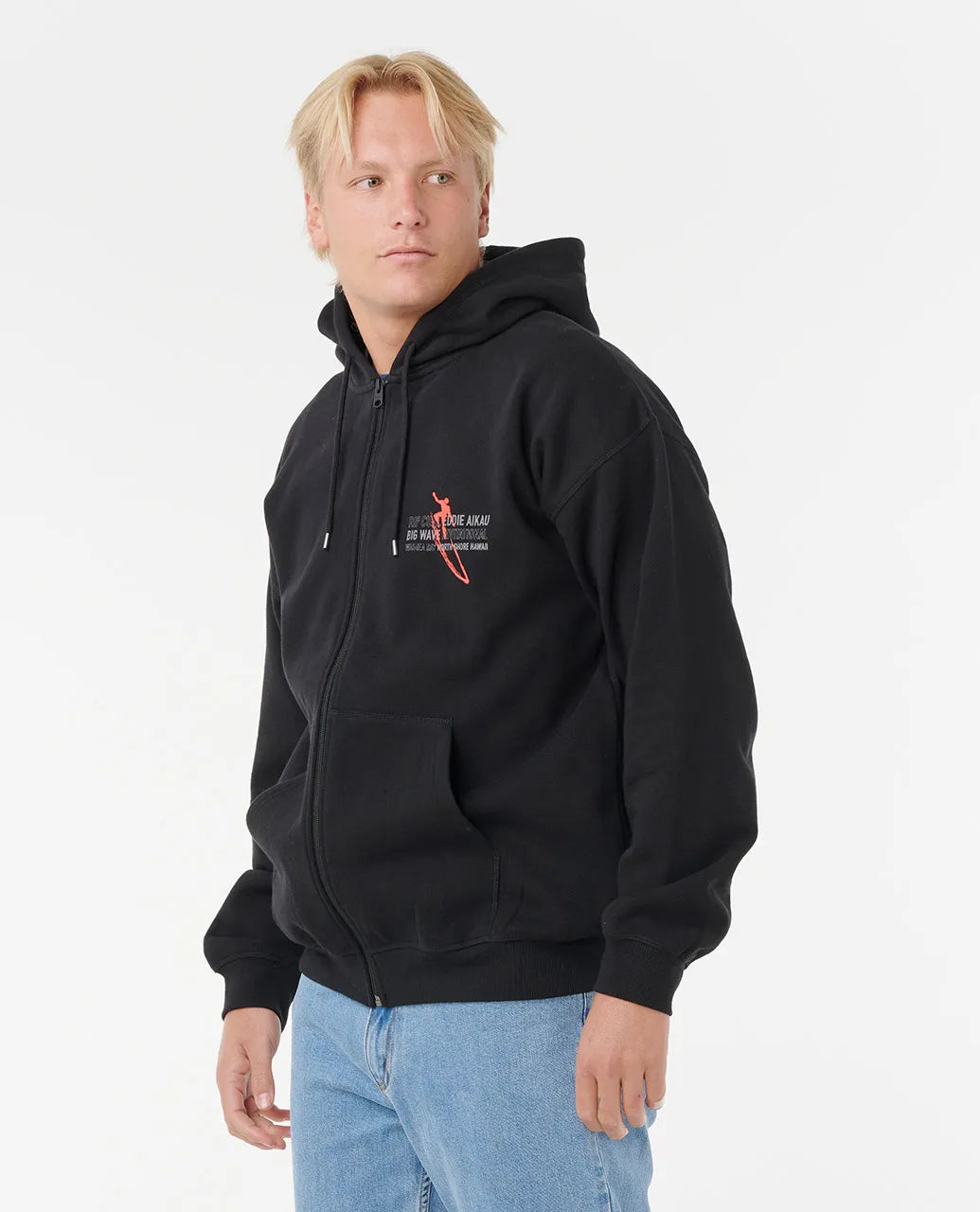 RIP CURL EDDIE WOULD GO ZIP THROUGH HOODIE - BLACK