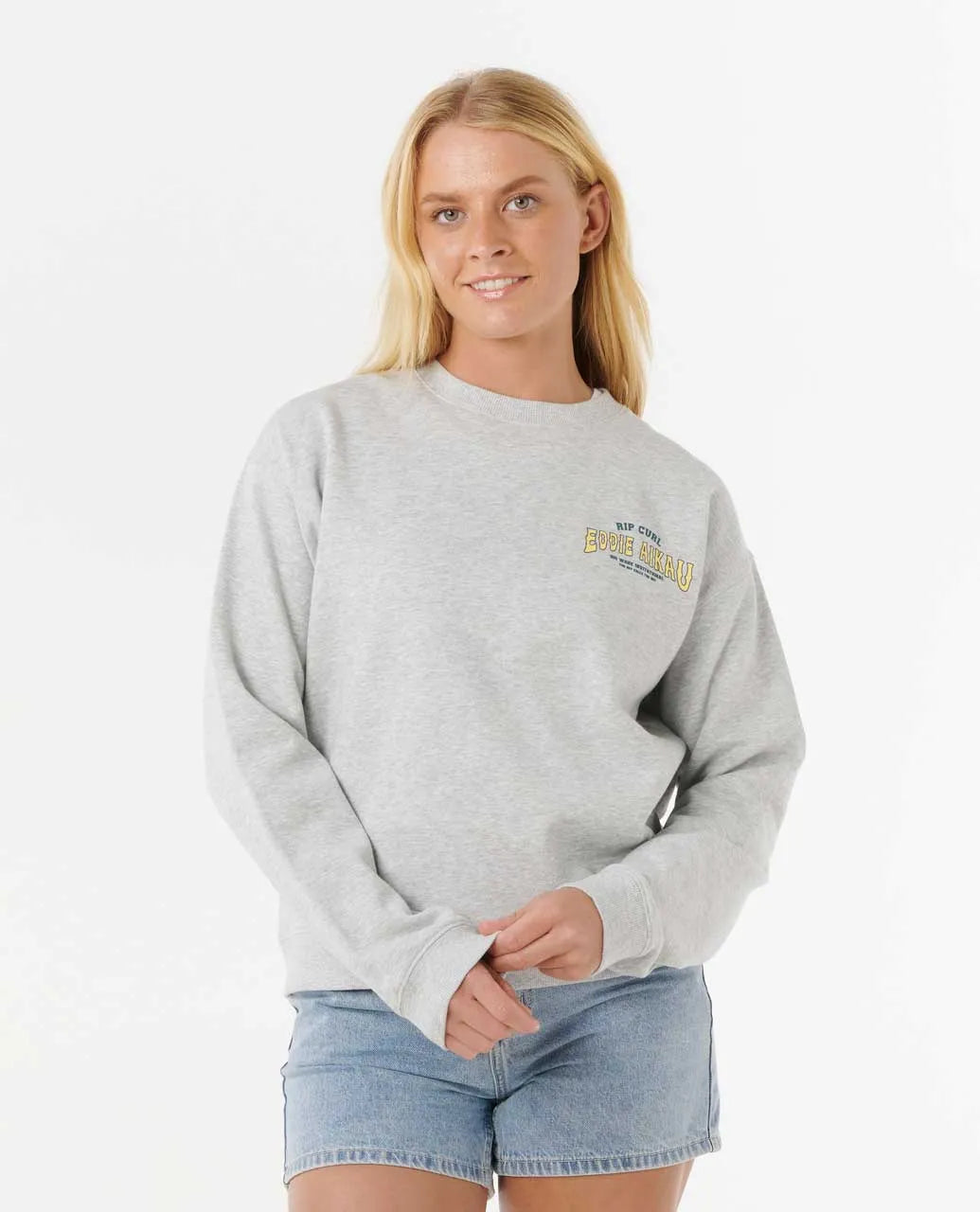 RIP CURL EDDIE WOULD GO THE BAY WOMENS CREW SWEATSHIRT - GREY MARLE