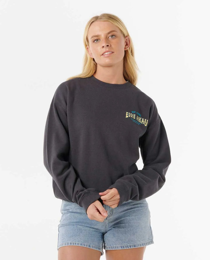 RIP CURL EDDIE WOULD GO THE BAY WOMENS CREW SWEATSHIRT - WASHED BLACK