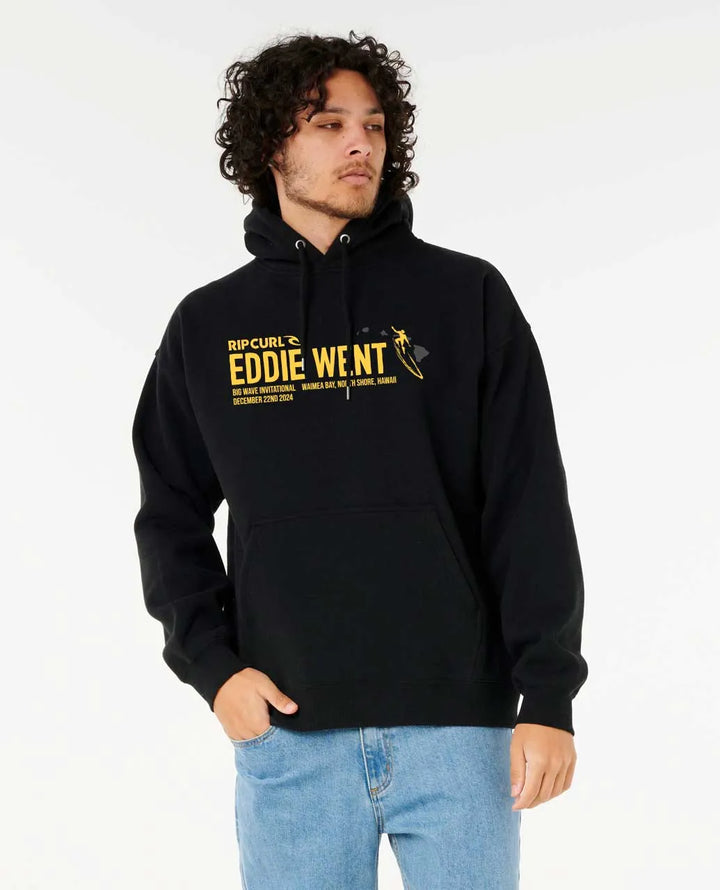 RIP CURL EDDIE WENT PHOTO HOODED SWEATSHIRT - BLACK