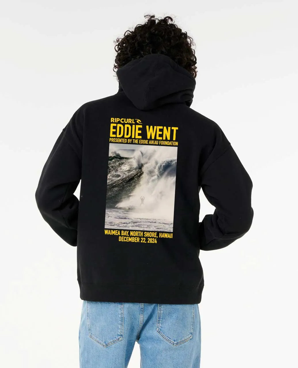 RIP CURL EDDIE WENT PHOTO HOODED SWEATSHIRT - BLACK