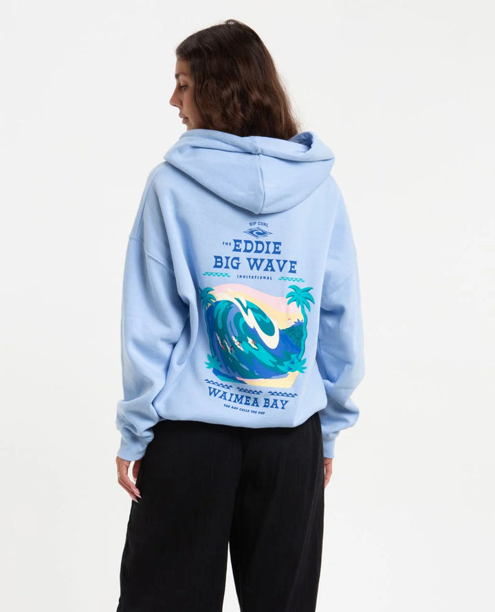 RIP CURL EDDIE WOULD GO THE BAY WOMENS HERITAGE HOODIE - BLUE WIND