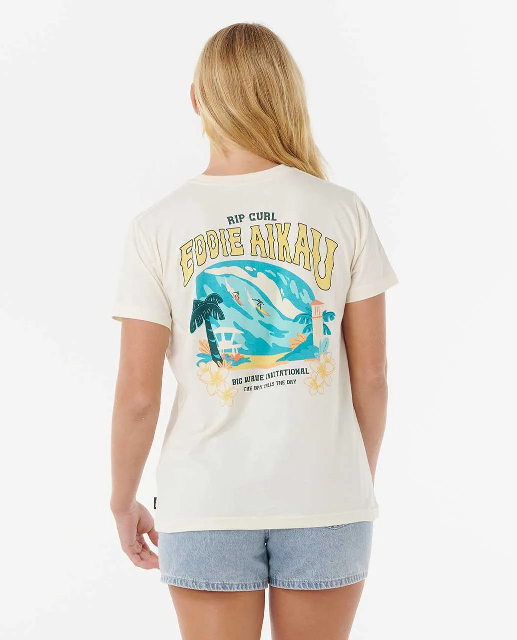 RIP CURL EDDIE WOULD GO THE BAY WOMENS TEE - OFF WHITE