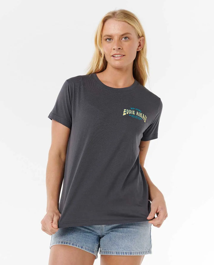 RIP CURL EDDIE WOULD GO THE BAY WOMENS TEE - WASHED BLACK